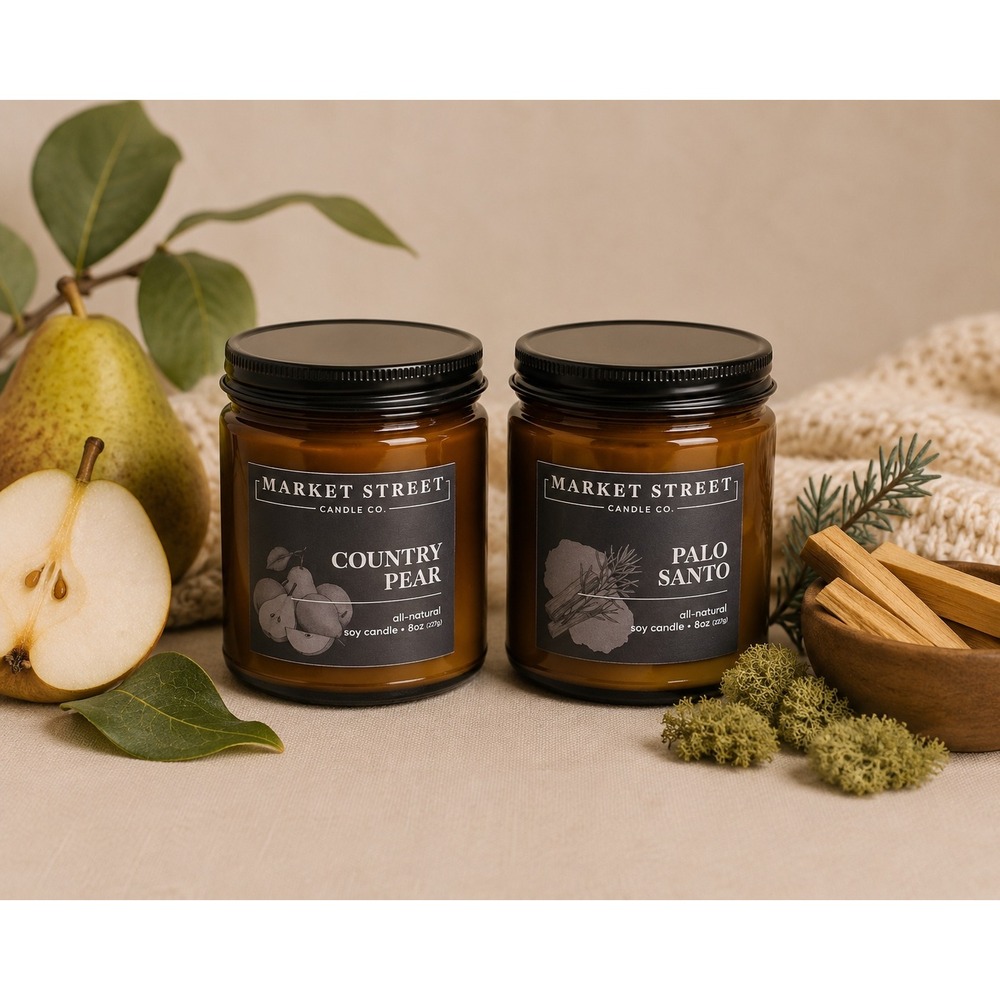 Market Street Candle Co. Amber Twist Collection Soy Candle Set